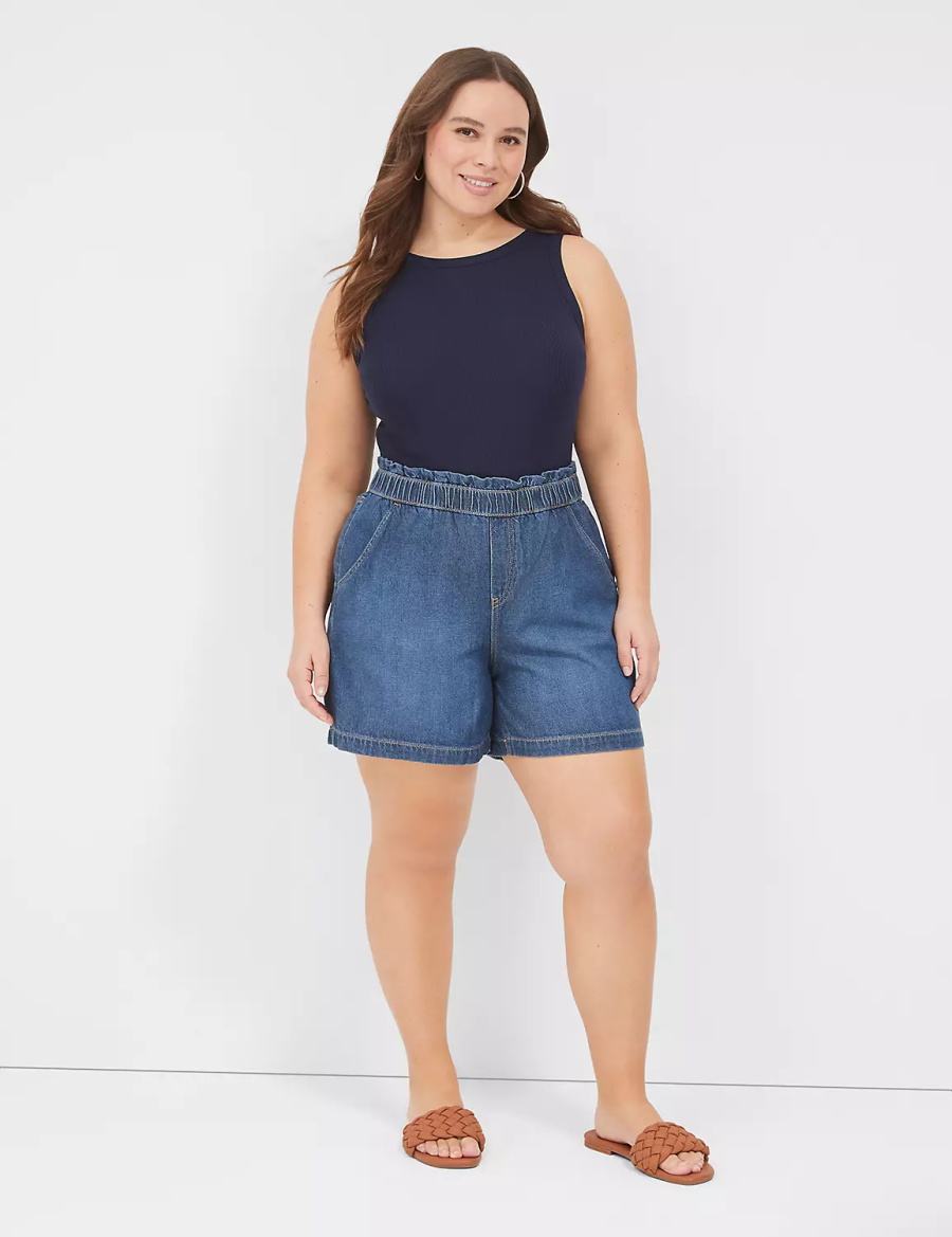 Women Lane Bryant Pull-On Fit Flirty Jean Shorts Blue | GZC7575GN