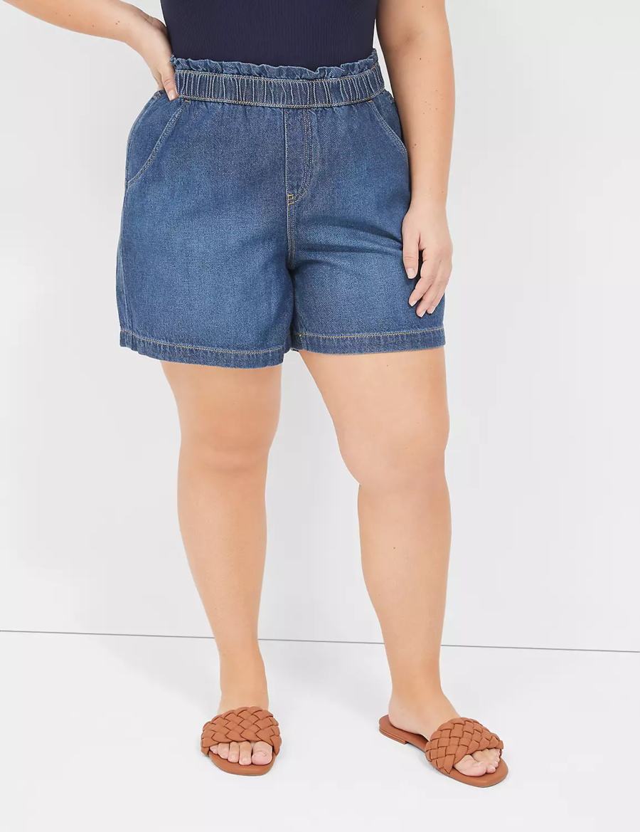 Women Lane Bryant Pull-On Fit Flirty Jean Shorts Blue | GZC7575GN