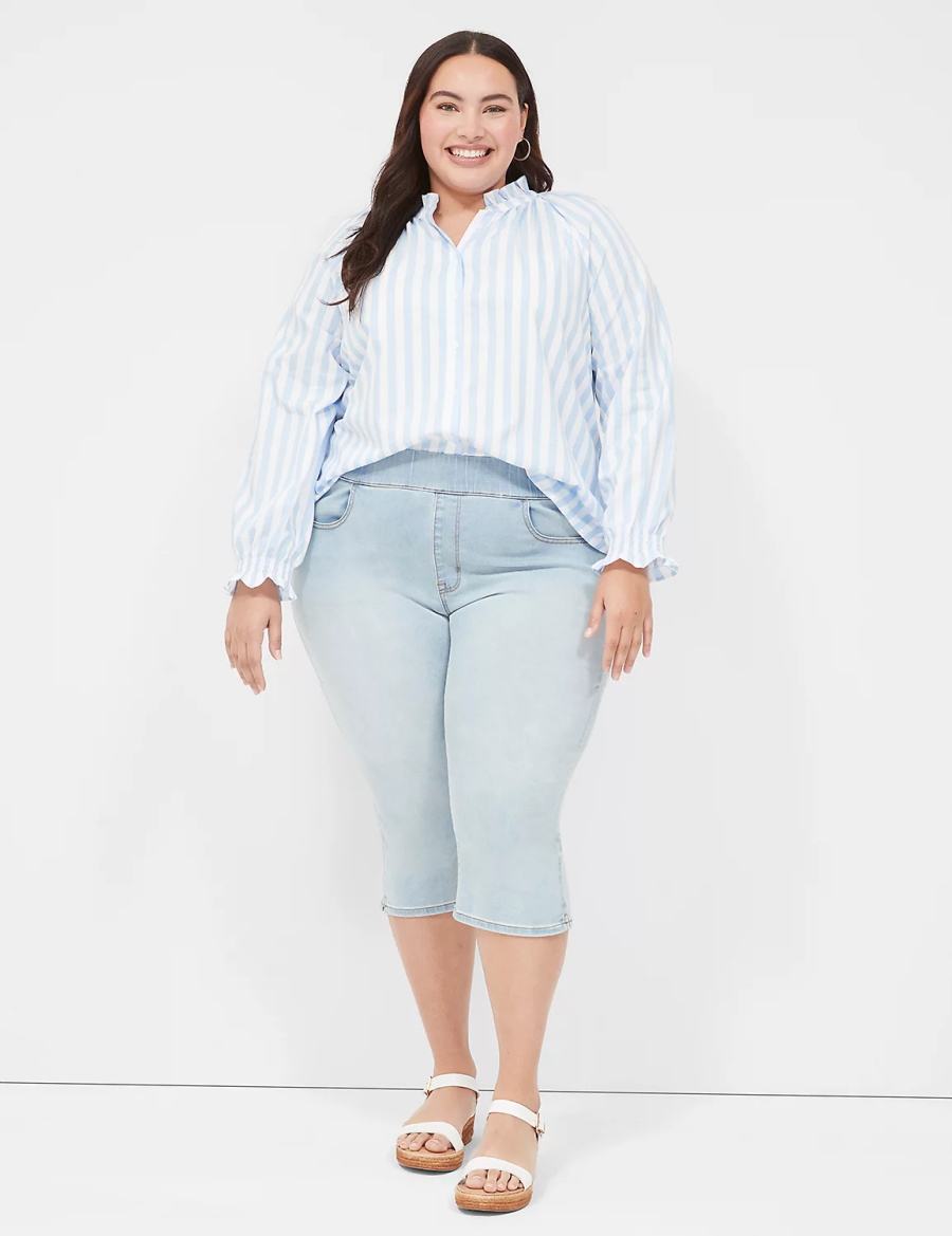 Women Lane Bryant Pull-On Fit High-Rise Pedal Jeggings Light Blue | HVJ2595MO