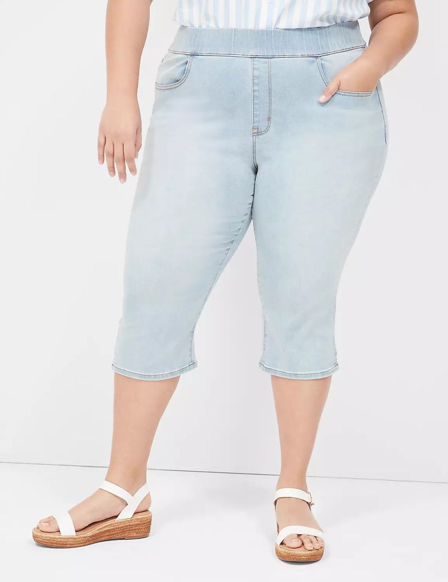 Women Lane Bryant Pull-On Fit High-Rise Pedal Jeggings Light Blue | HVJ2595MO