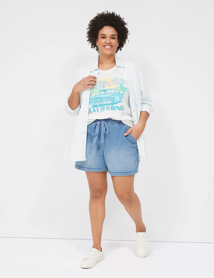 Women Lane Bryant Pull-On Fit Relaxed Knit Shorts Light Blue | XYF8116CT