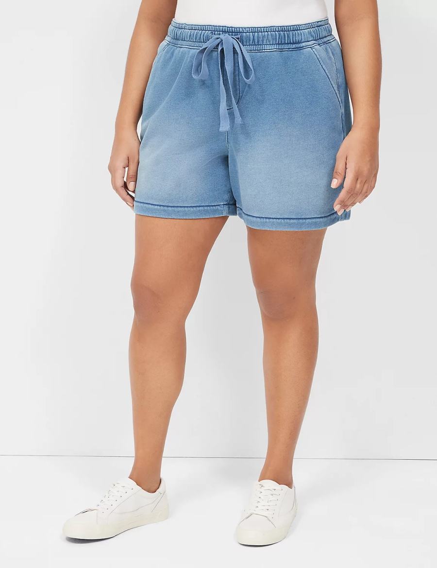 Women Lane Bryant Pull-On Fit Relaxed Knit Shorts Light Blue | XYF8116CT