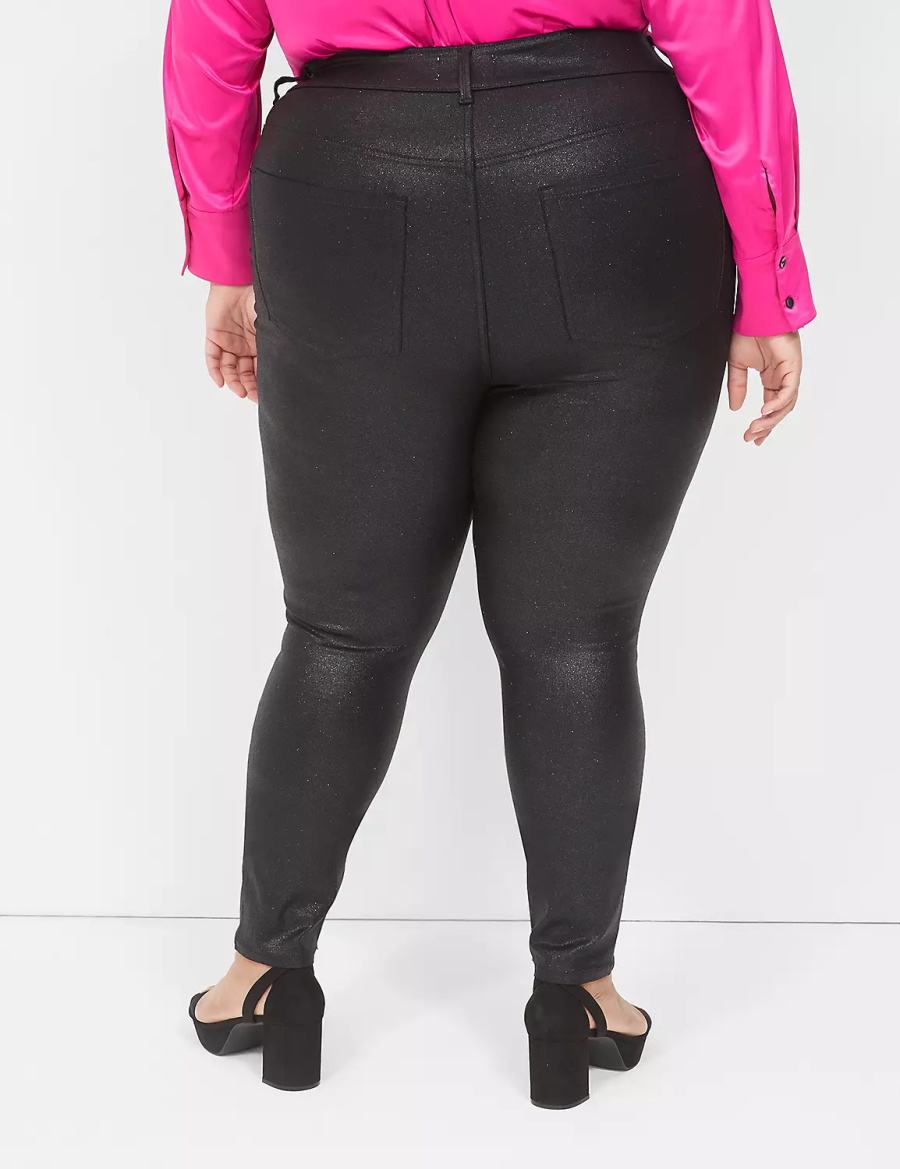 Women Lane Bryant Pull-On High-Rise Sparkle Jeggings Black | LWX8614WI