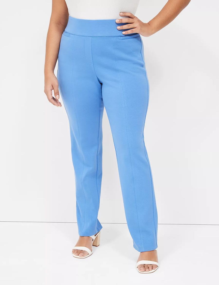 Women Lane Bryant Pull-On Ottoman Ponte Straight Leg Pants Blue | YWT6133FG