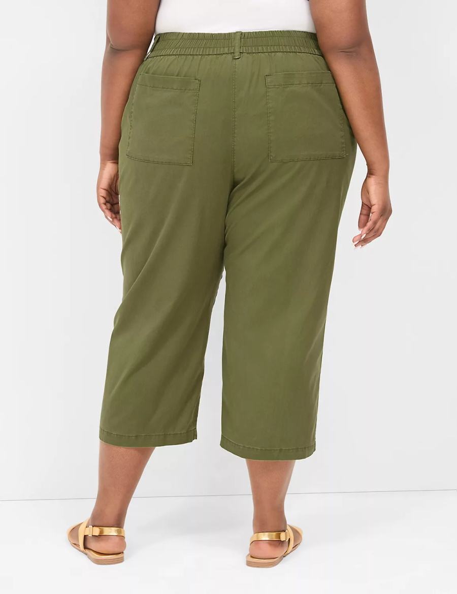 Women Lane Bryant Pull-On Soft Twill Capri Pants Green | CDP8198NU