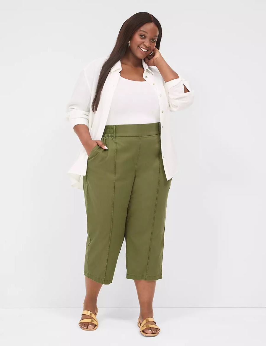 Women Lane Bryant Pull-On Soft Twill Capri Pants Green | CDP8198NU