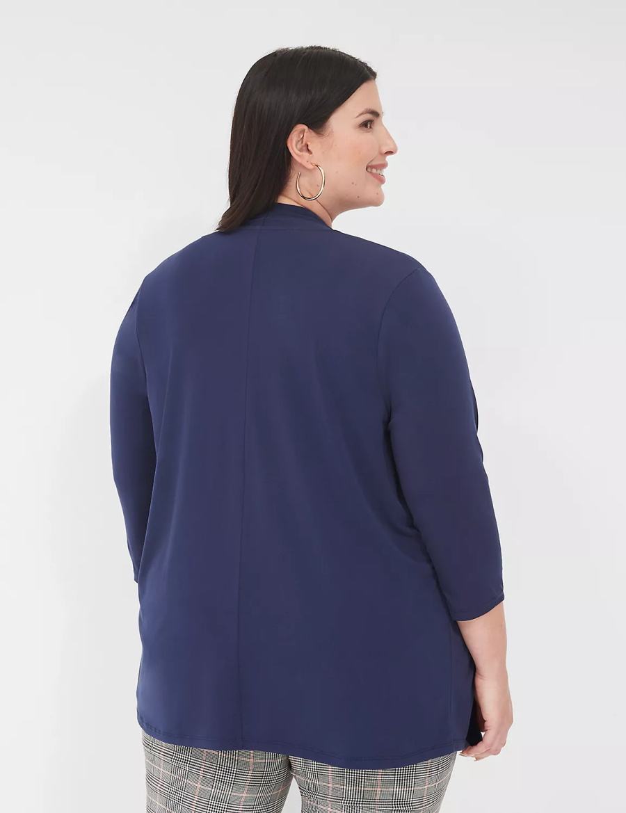 Women Lane Bryant Relaxed 3/4-Sleeve Overpiece Robe Blue | AII668ZO