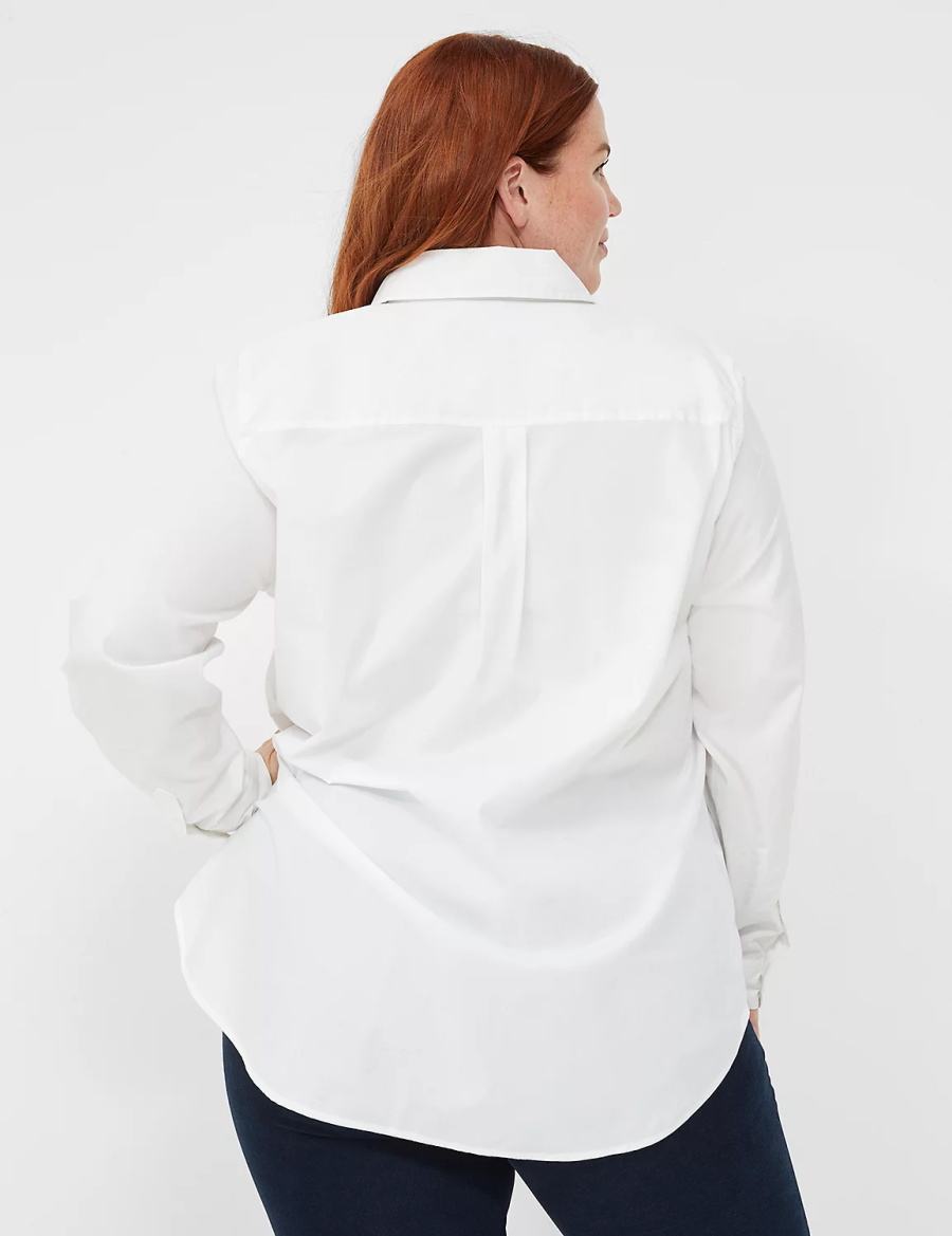 Women Lane Bryant Relaxed Button-Down Boyfriend Shirts White | CXV9235MF