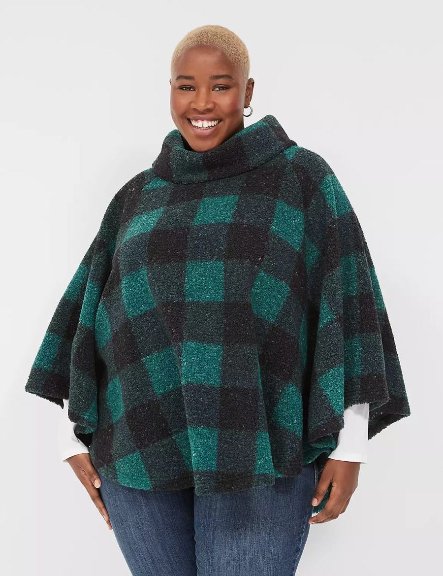 Women Lane Bryant Relaxed Cowlneck Pullover Poncho Pullover Green | LOV226RV