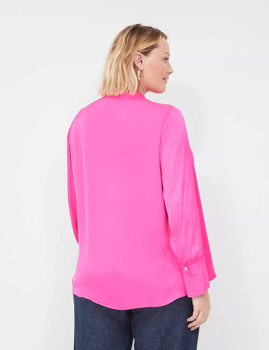 Women Lane Bryant Relaxed Satin Collar Blouse Pink | SMI8454KR