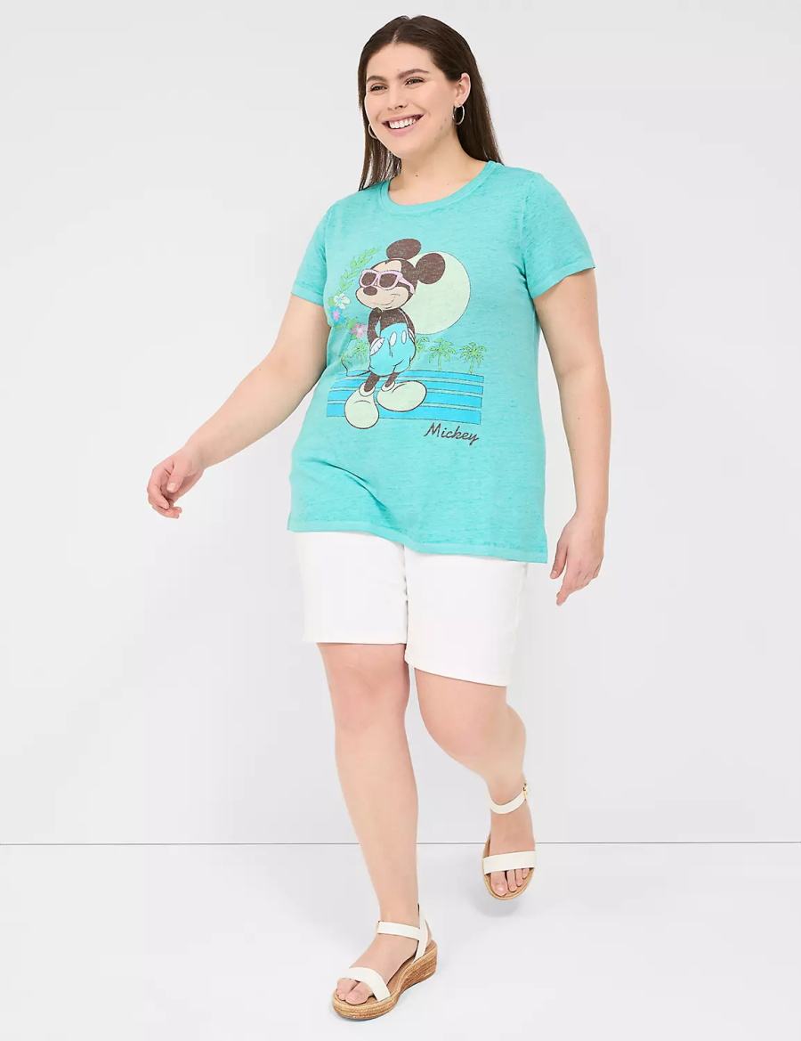 Women Lane Bryant Rhinestone Mickey Graphic Tee T Shirts Green | QDH2383YL