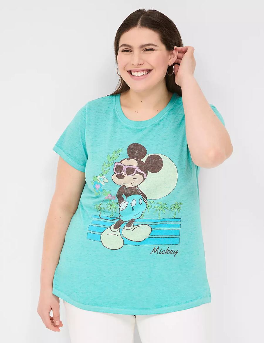 Women Lane Bryant Rhinestone Mickey Graphic Tee T Shirts Green | QDH2383YL