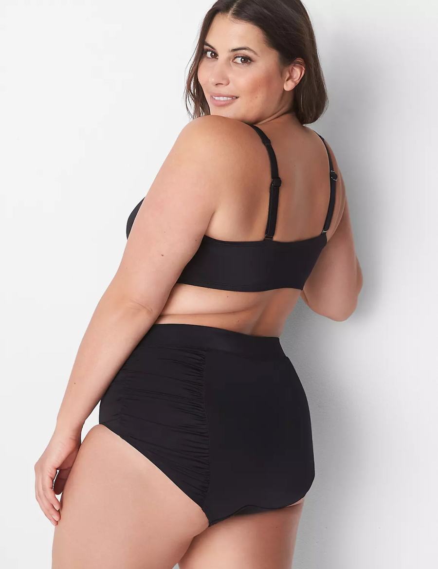 Women Lane Bryant Ruched Swim Briefs Black | GEW9428OT