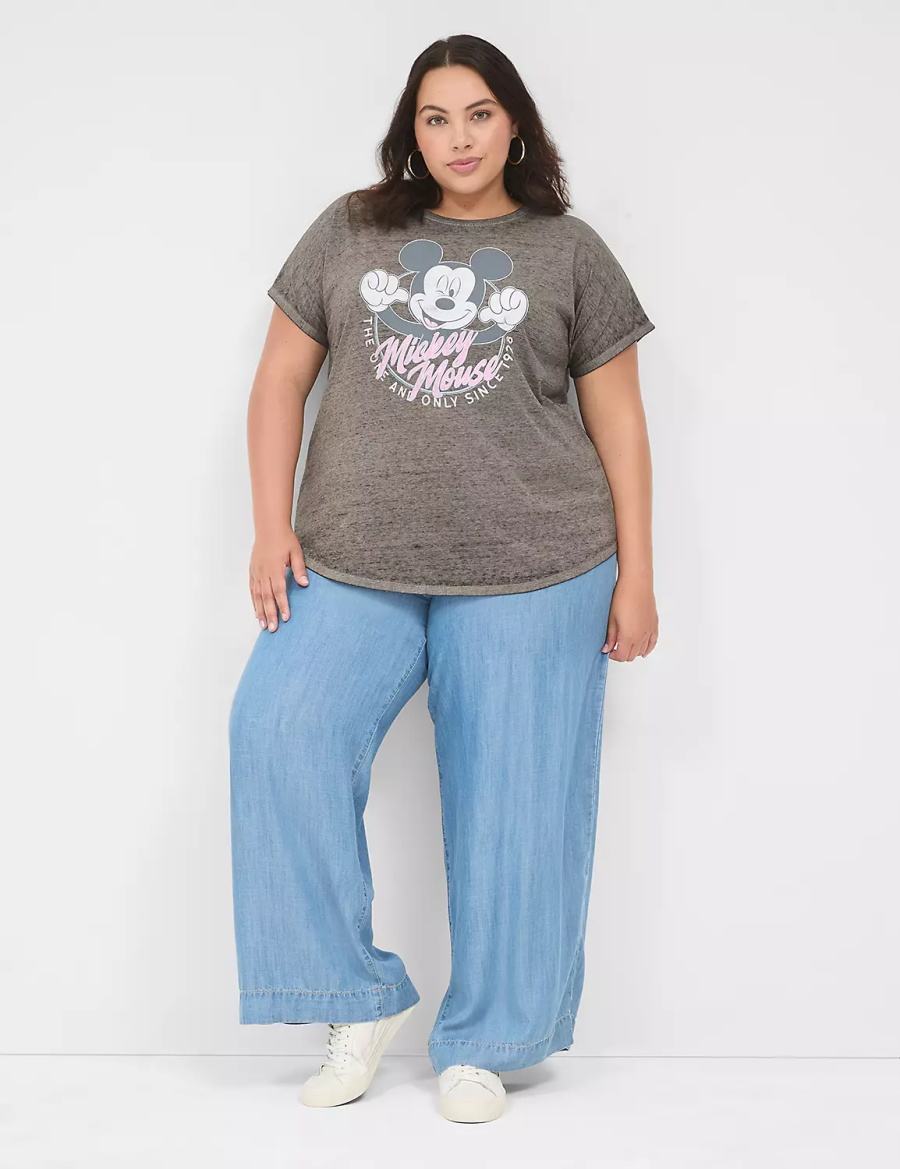 Women Lane Bryant Scoop-Neck Mickey Graphic Tee T Shirts Grey | DLG8142NF