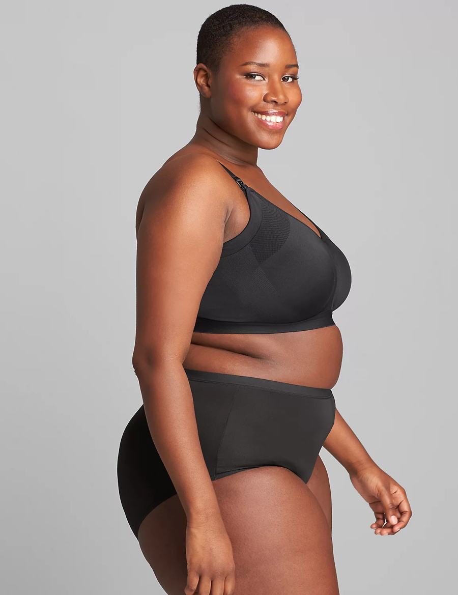 Women Lane Bryant Seamless Lightly Lined Nursing Bralettes Black | SXA8279KW