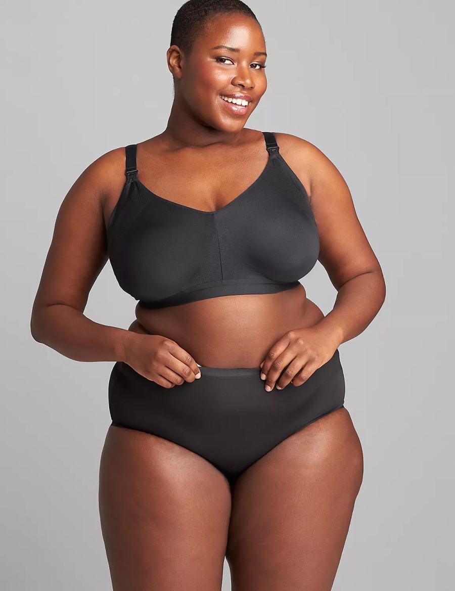 Women Lane Bryant Seamless Lightly Lined Nursing Bralettes Black | SXA8279KW