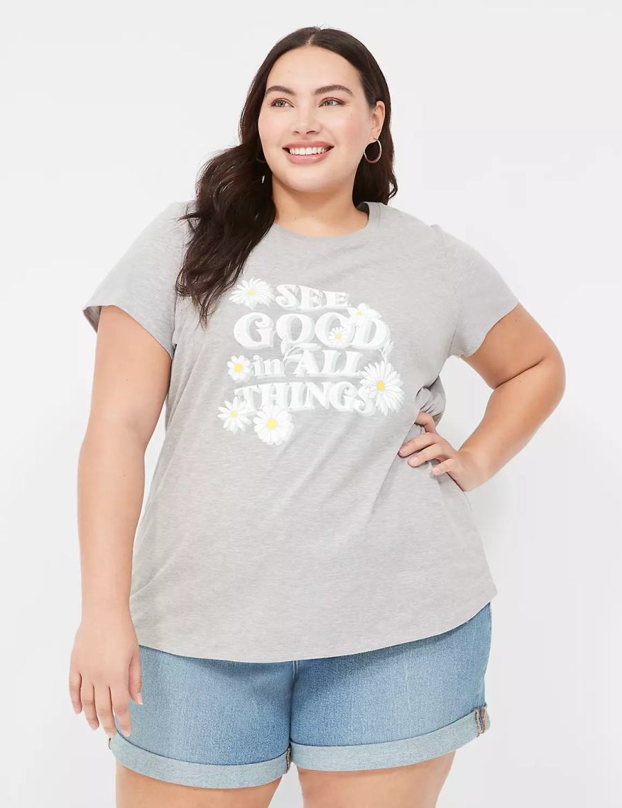 Women Lane Bryant See Good In All Things Graphic Tee T Shirts Grey | IMV3597FU