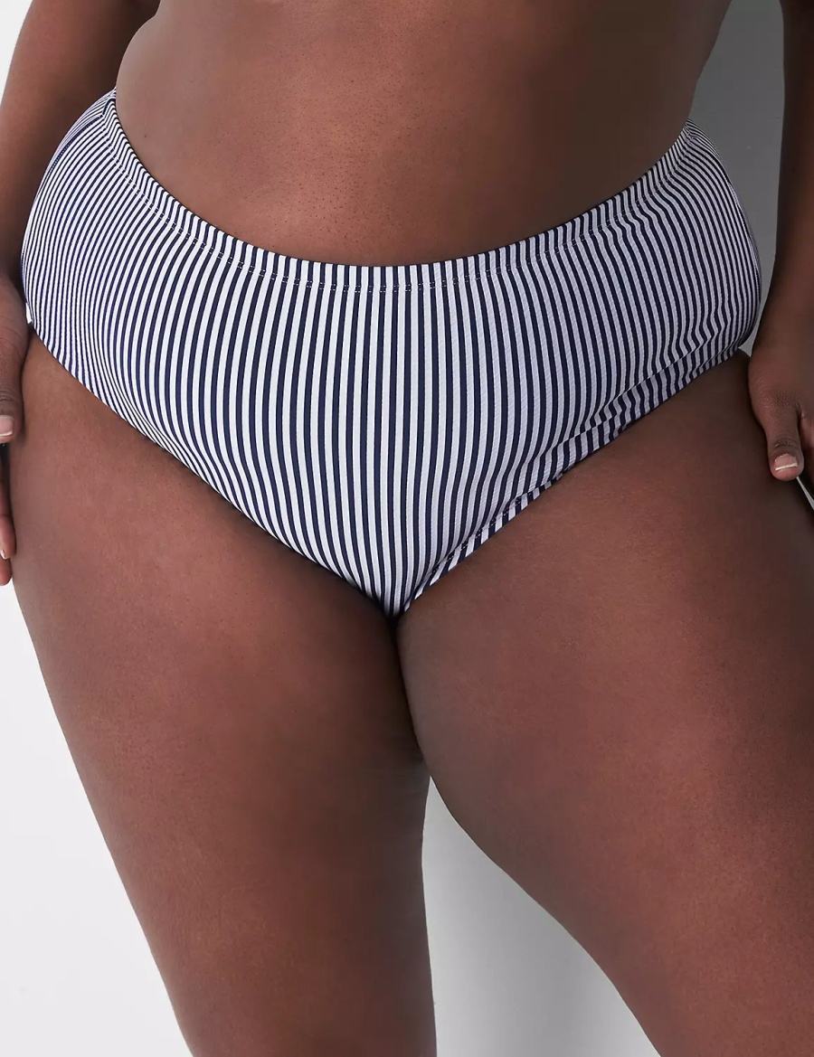 Women Lane Bryant Seersucker Swim Briefs Blue | FKF7544BK