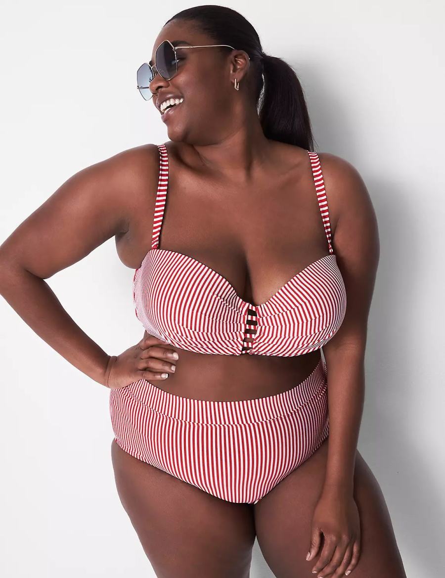 Women Lane Bryant Seersucker Swim Briefs Pink | LUV5646FT