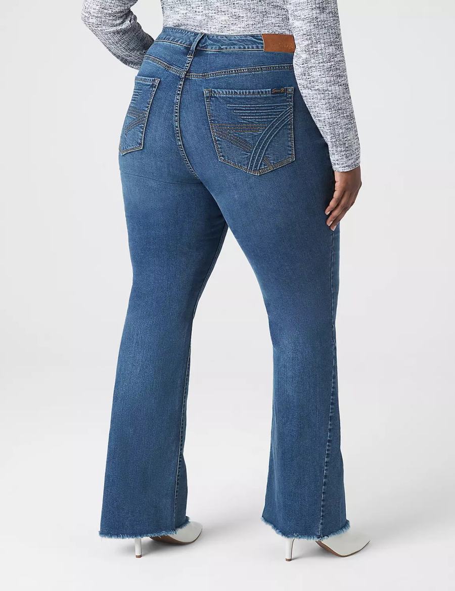 Women Lane Bryant Seven7 High-Rise Flare With Raw Hem Jeans Blue | LOT2618IK