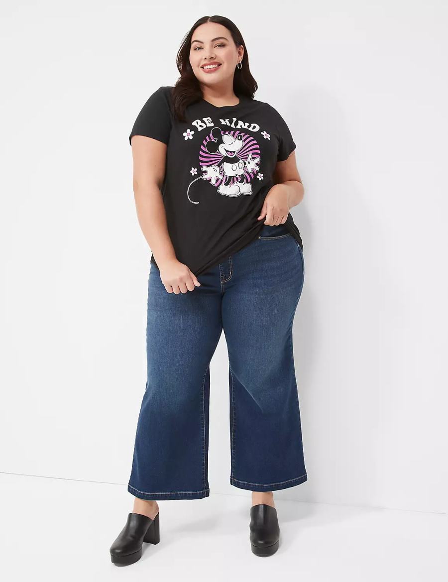 Women Lane Bryant Seven7 Pull-On Weekender Cropped With Embellished Pockets Jeans Dark Blue | PAY1020WK