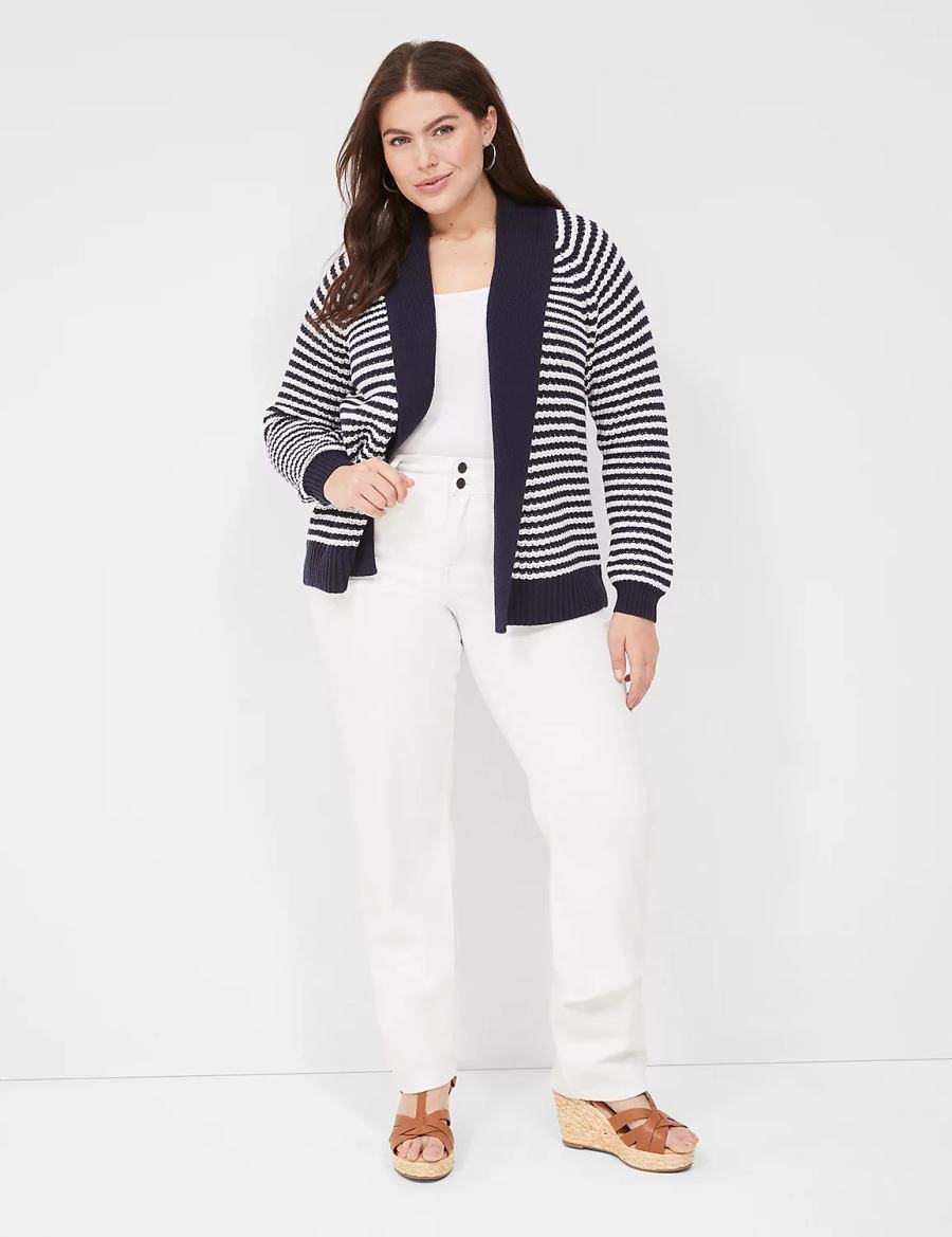 Women Lane Bryant Shawl Collar Cardigan Navy | WLZ497FA