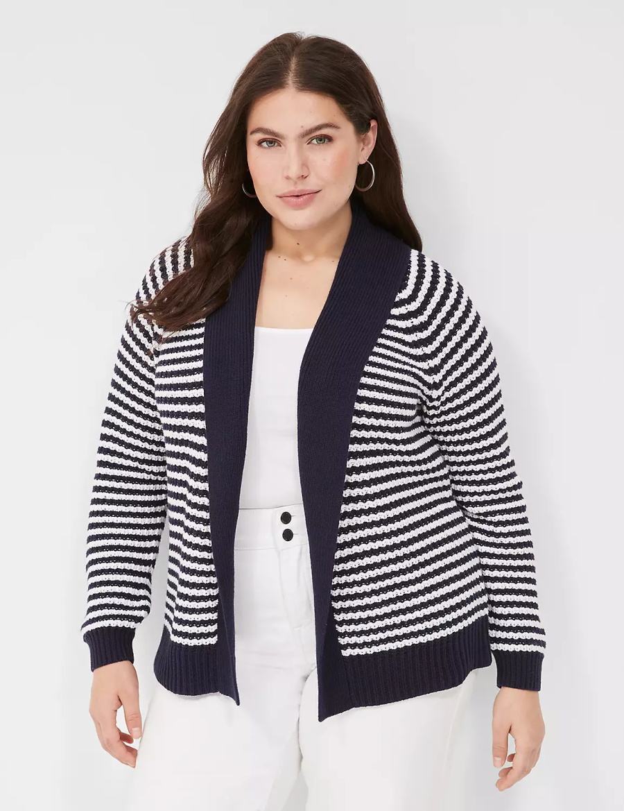 Women Lane Bryant Shawl Collar Cardigan Navy | WLZ497FA