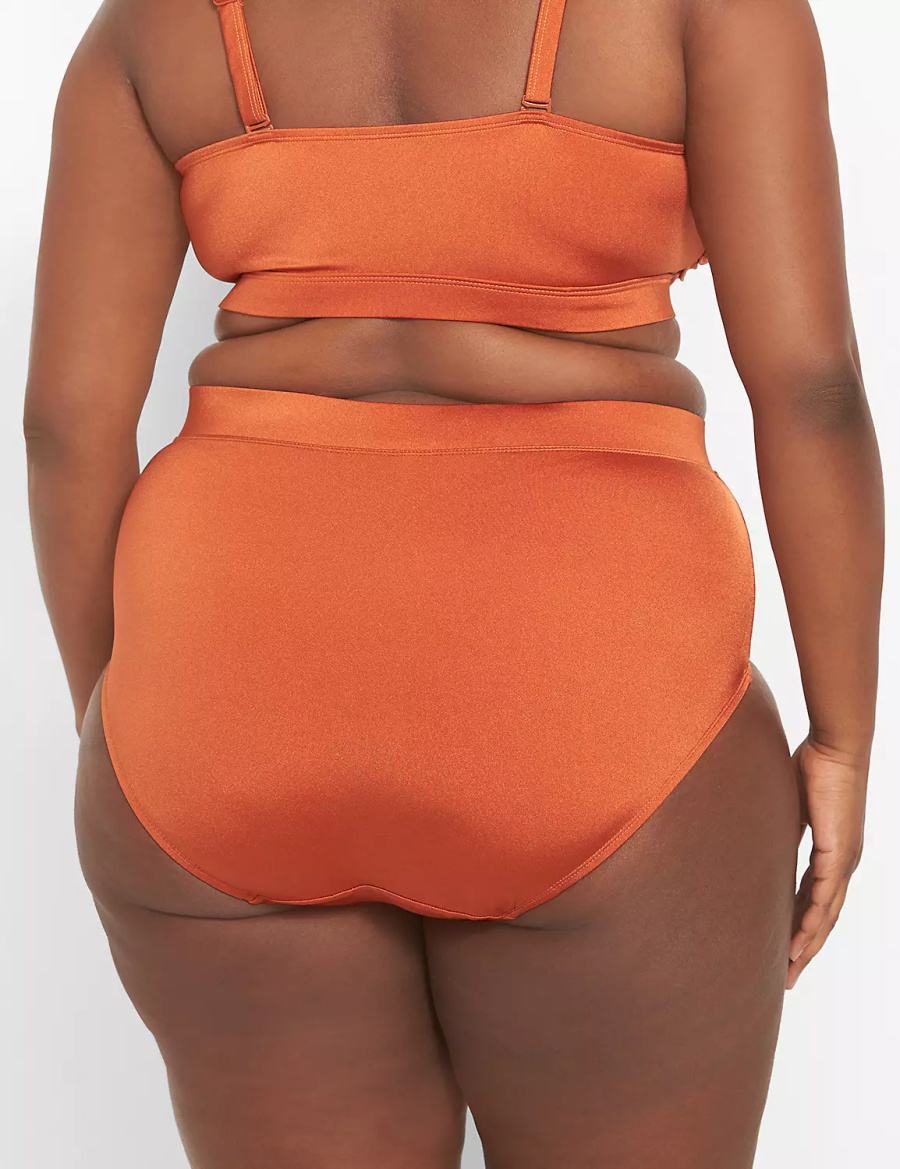 Women Lane Bryant Shimmer Swim Briefs Orange | CQR7861LJ