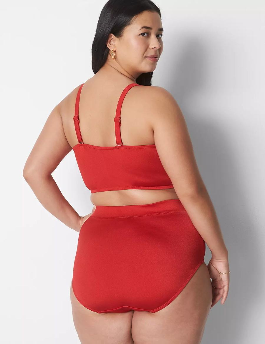 Women Lane Bryant Shimmer Swim Briefs Red | LGG6121FN