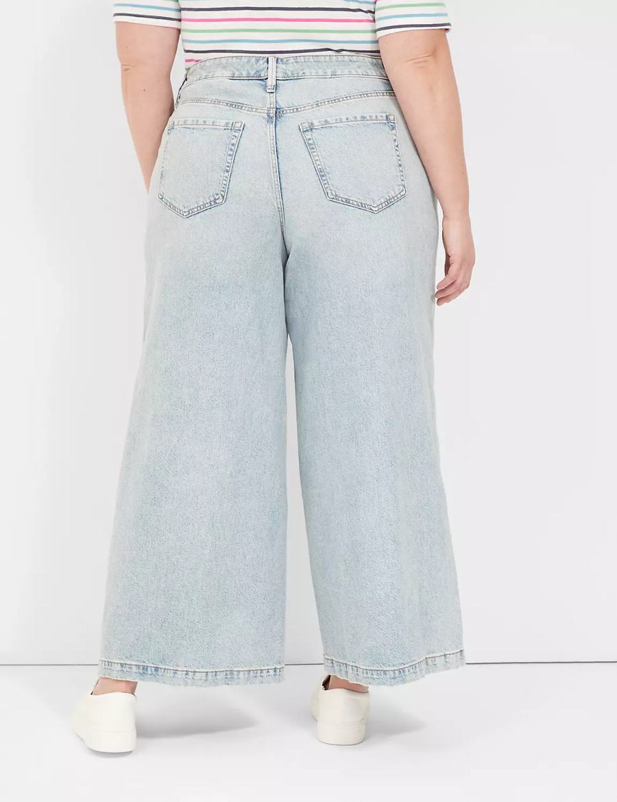 Women Lane Bryant Signature Fit High-Rise Ultra Wide Leg Jeans Light Blue | ENL6889VQ