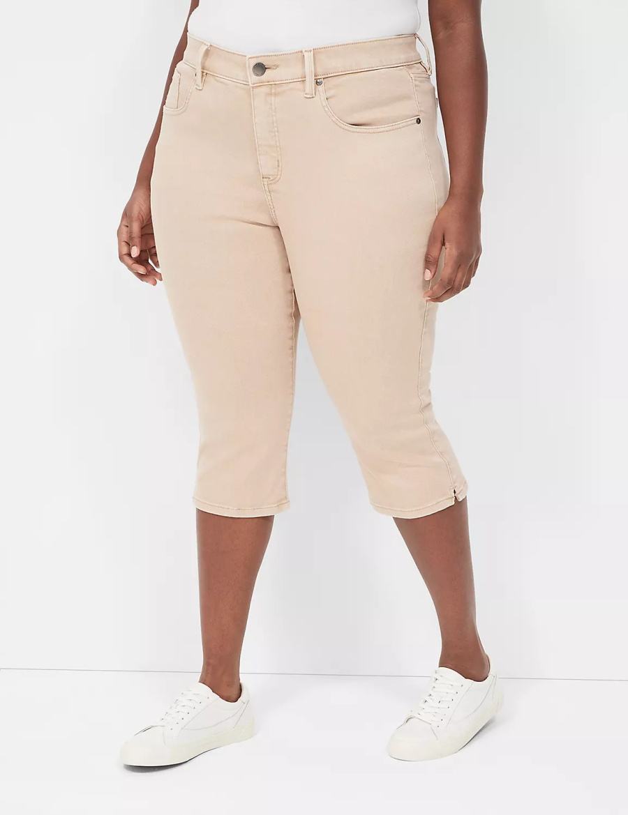 Women Lane Bryant Signature Fit High-Rise Color Pedal Jeans Brown | WHY6613GA