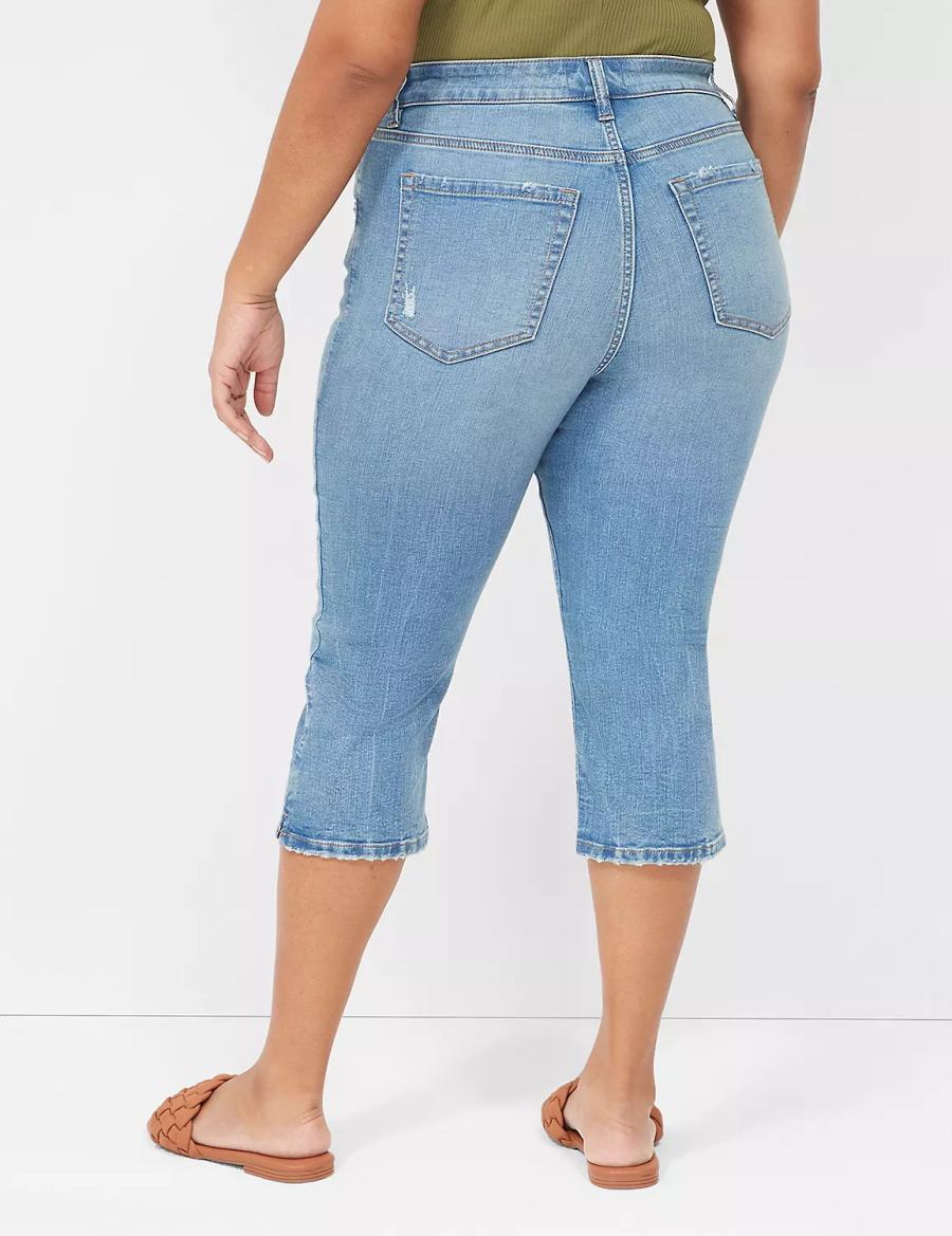 Women Lane Bryant Signature Fit High-Rise Pedal Jeans Blue | IHJ153TR