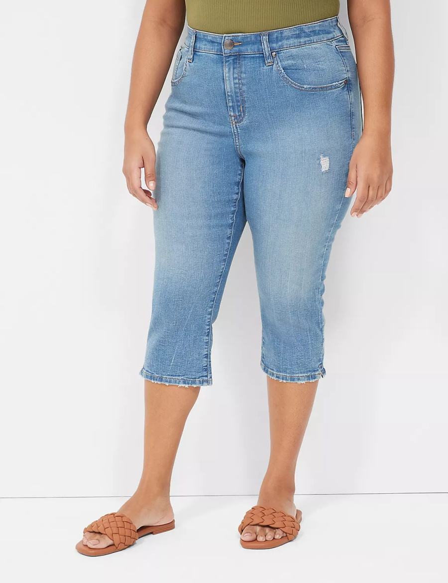 Women Lane Bryant Signature Fit High-Rise Pedal Jeans Blue | IHJ153TR