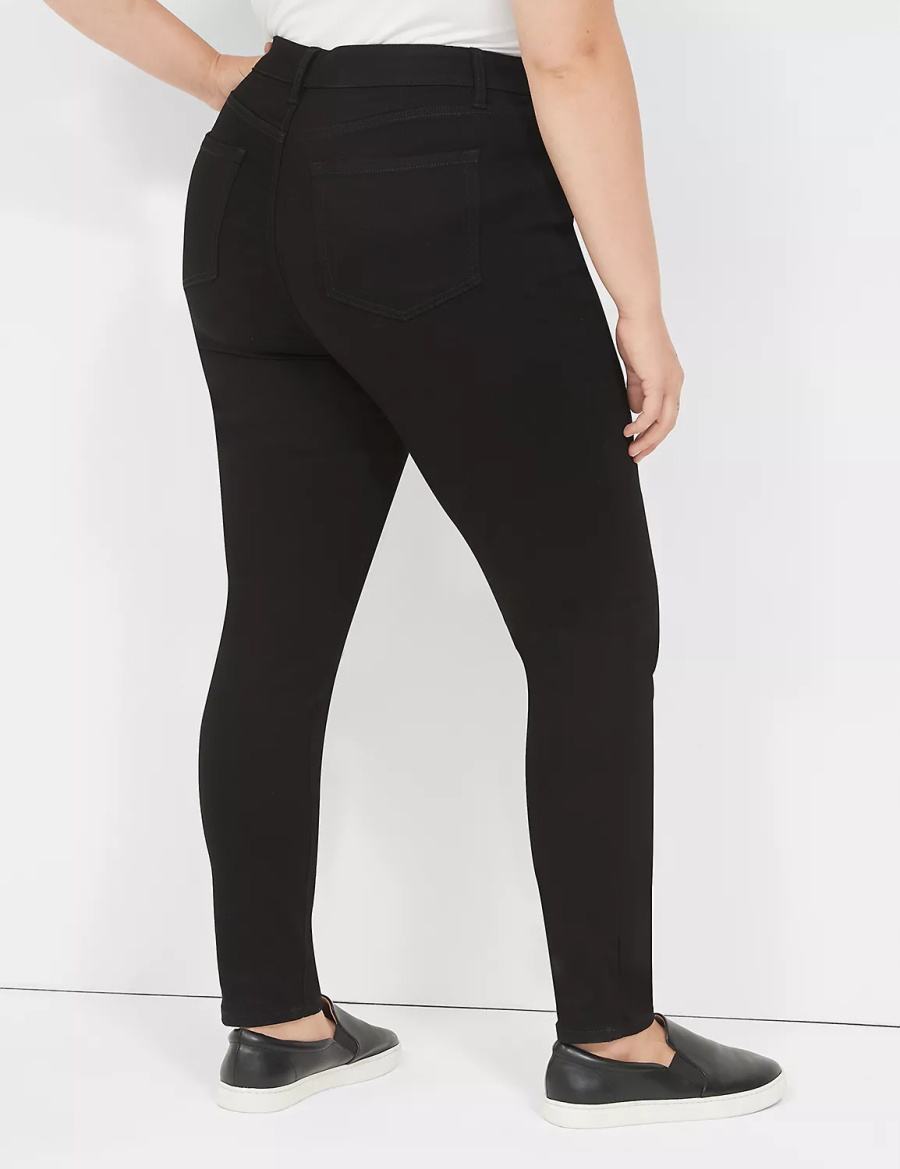 Women Lane Bryant Signature Fit Sateen Skinny Jeans Black | BEZ2044SK