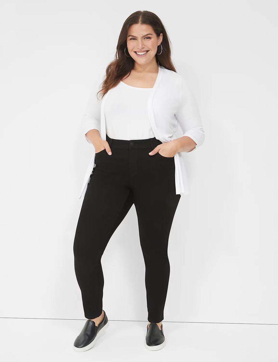 Women Lane Bryant Signature Fit Sateen Skinny Jeans Black | BEZ2044SK