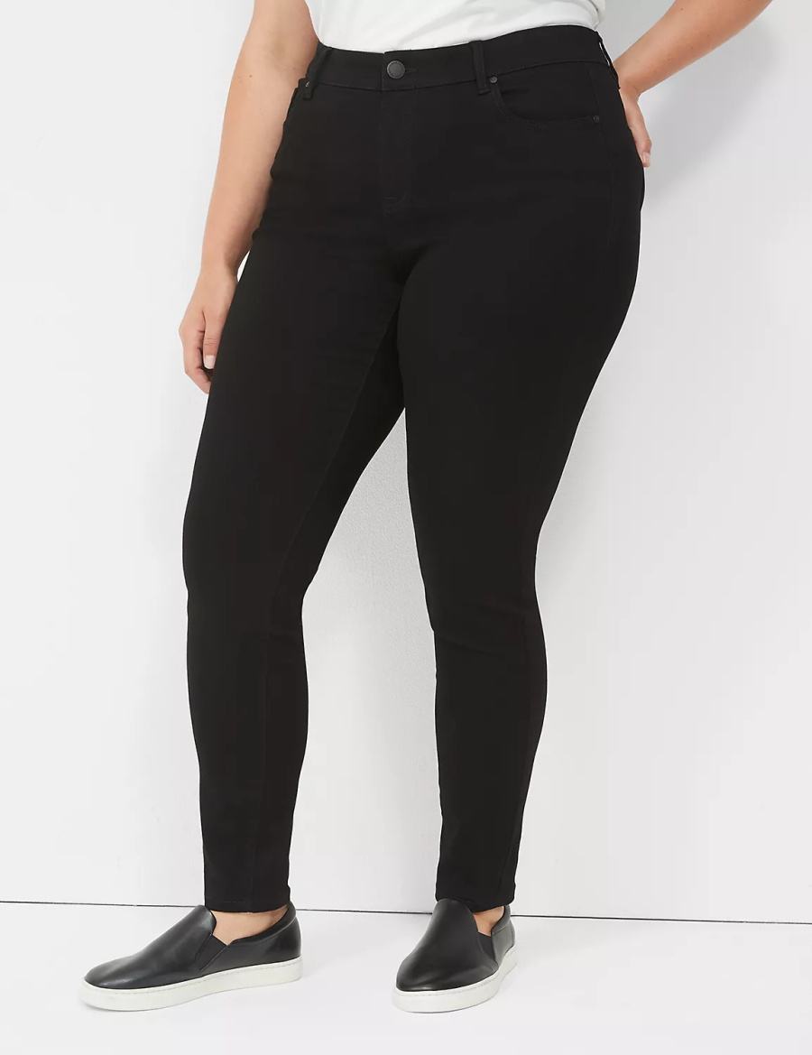 Women Lane Bryant Signature Fit Sateen Skinny Jeans Black | BEZ2044SK