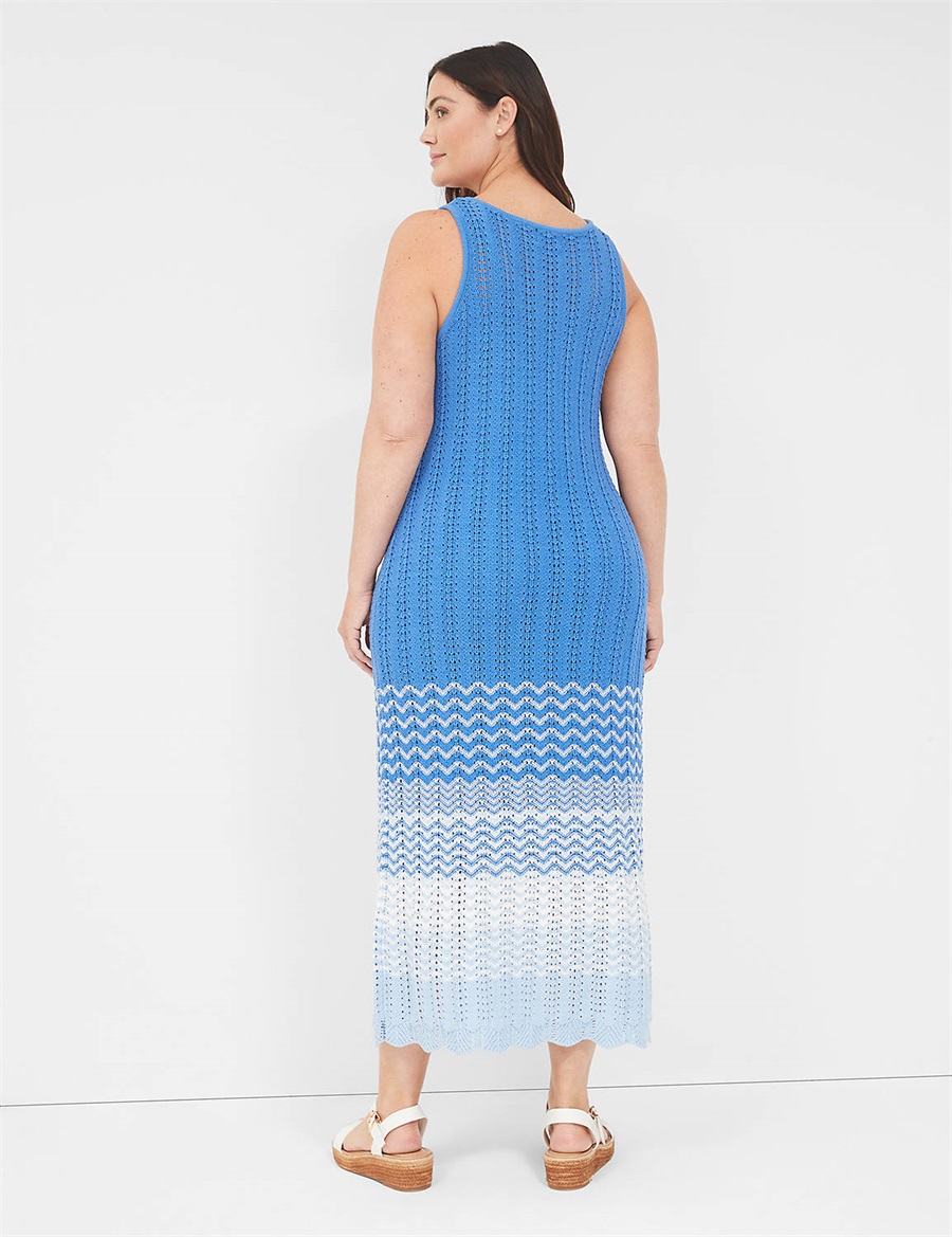 Women Lane Bryant Sleeveless Scoop-Neck Midi Sweater Knitted Dress Blue | VHX26100KQ