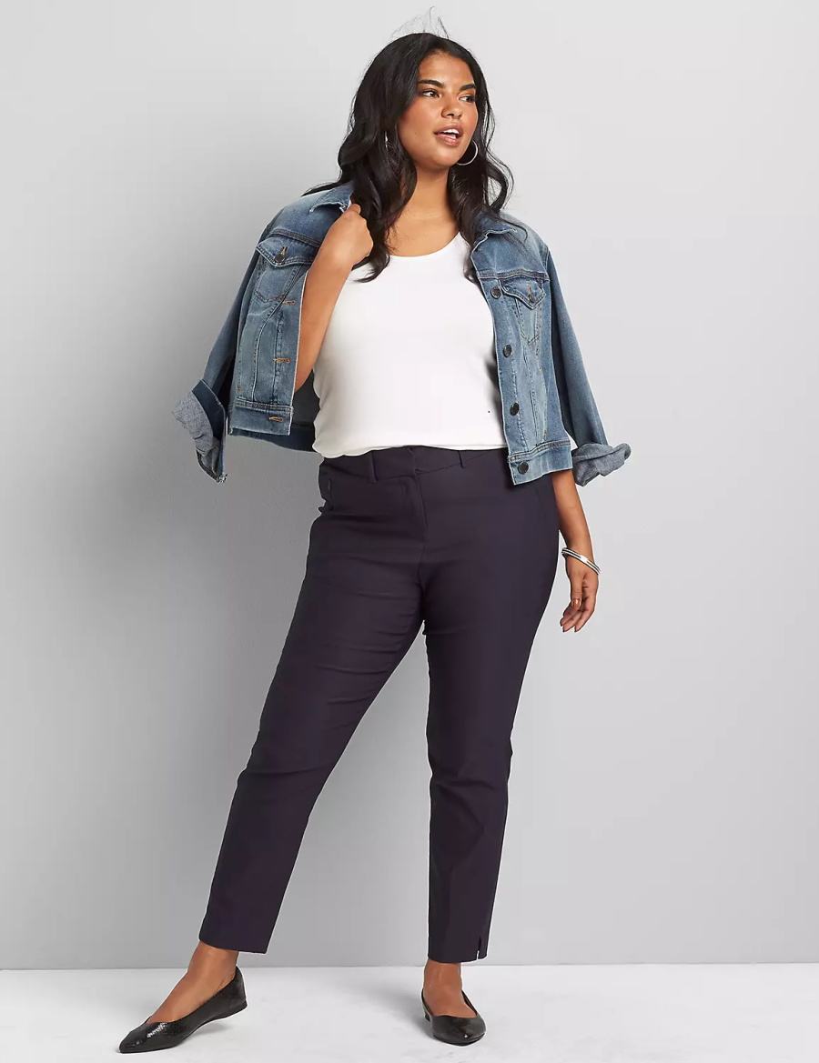 Women Lane Bryant Slim Ankle 4-Season Pants Blue | REX768EM