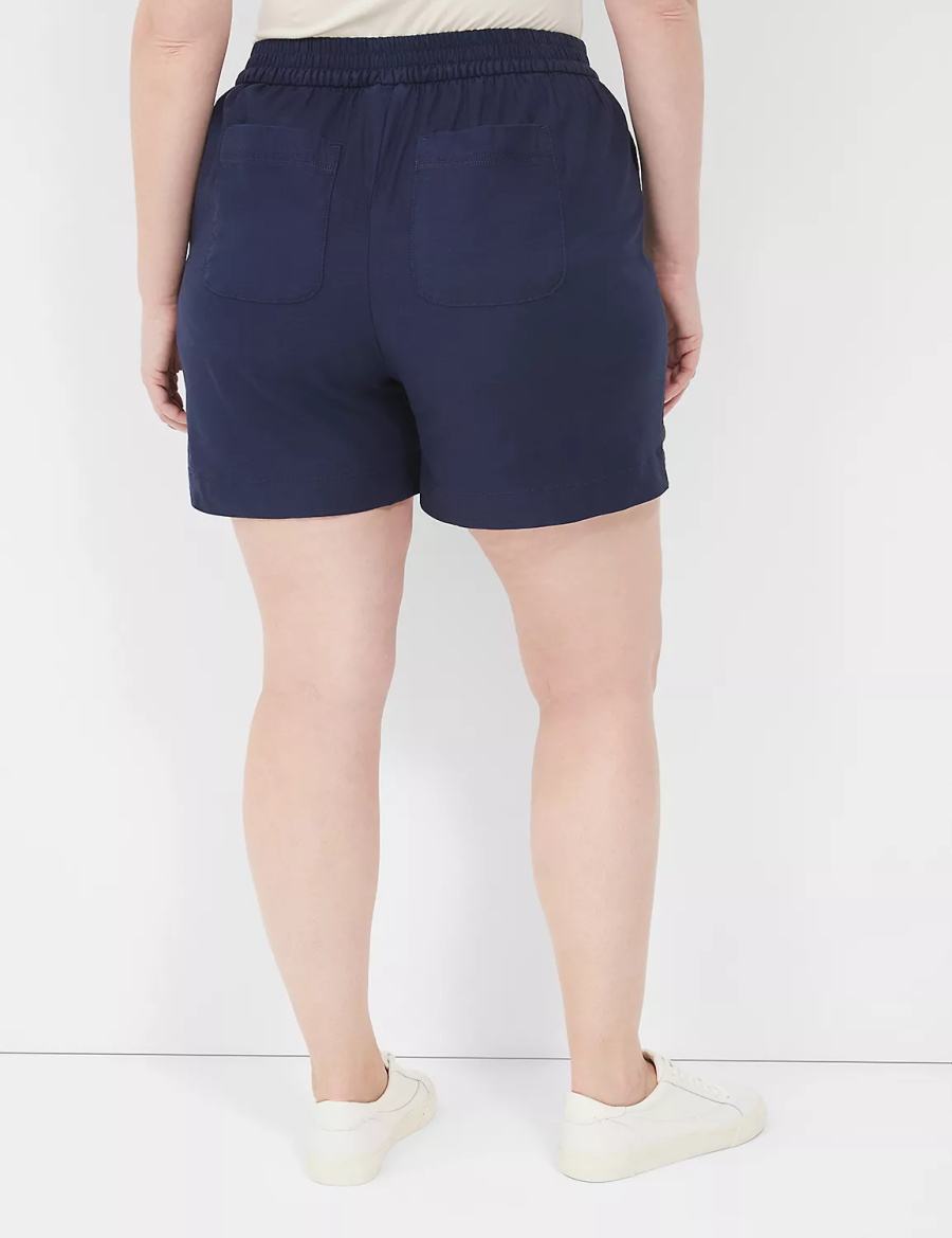 Women Lane Bryant Slub Pull-On Shorts Blue | FZY543SH