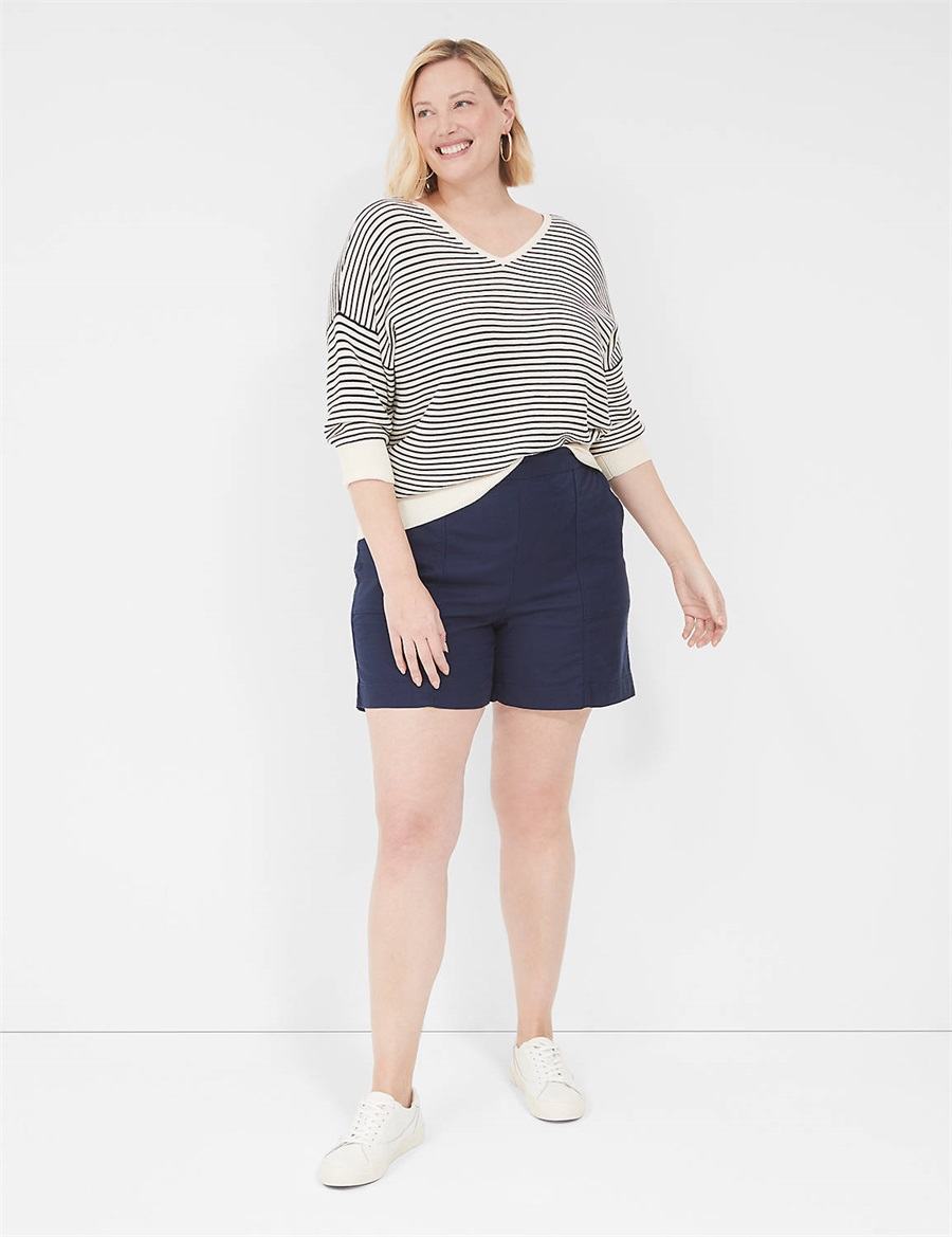 Women Lane Bryant Slub Pull-On Shorts Blue | FZY543SH