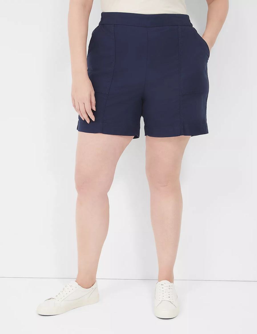 Women Lane Bryant Slub Pull-On Shorts Blue | FZY543SH