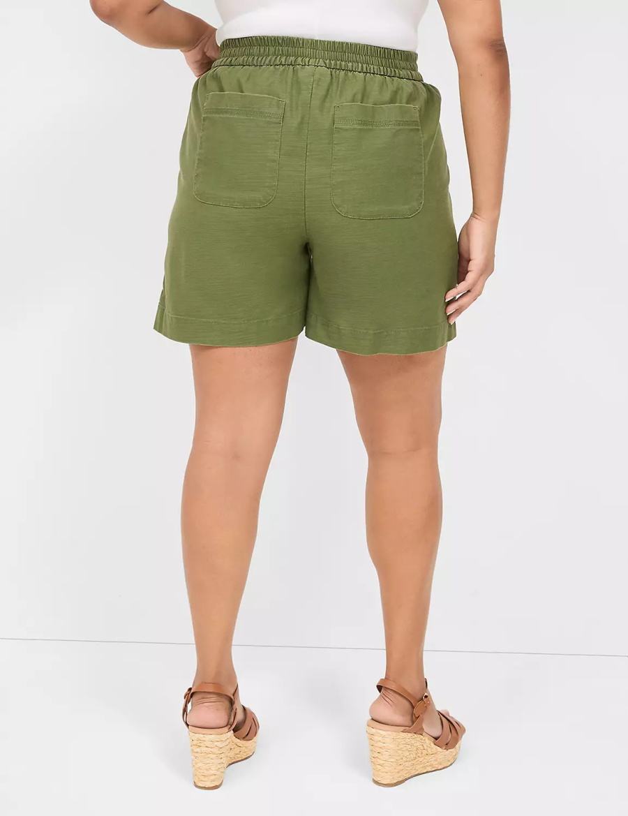 Women Lane Bryant Slub Pull-On Shorts Green | EUW2723OY