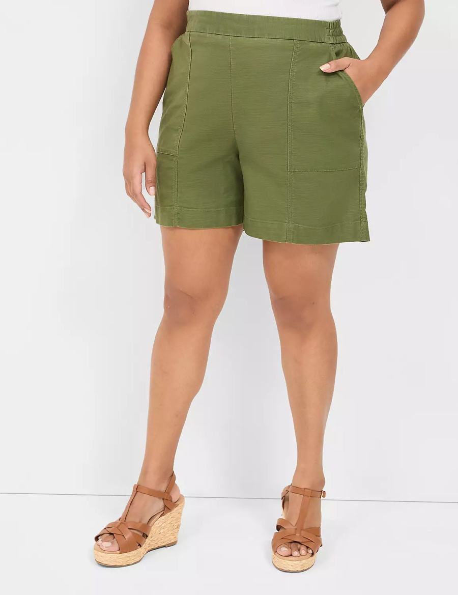 Women Lane Bryant Slub Pull-On Shorts Green | EUW2723OY