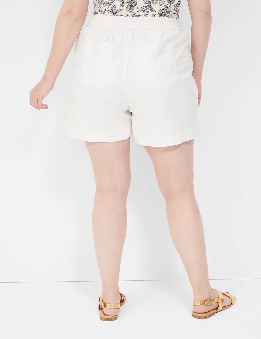 Women Lane Bryant Slub Pull-On Shorts White Rose | ZBR8039GS