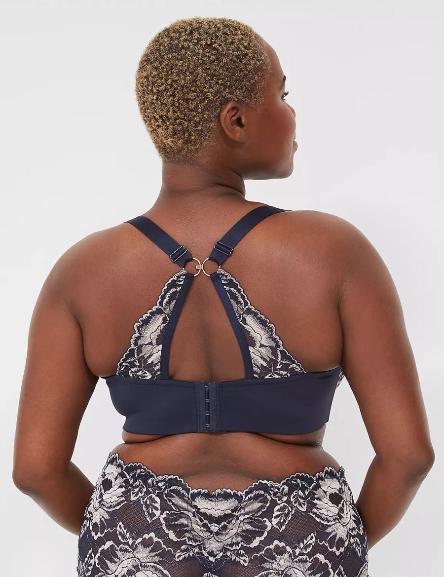 Women Lane Bryant Smooth Lightly Lined Full Coverage With Lace Bralettes Blue | BKA1615NR