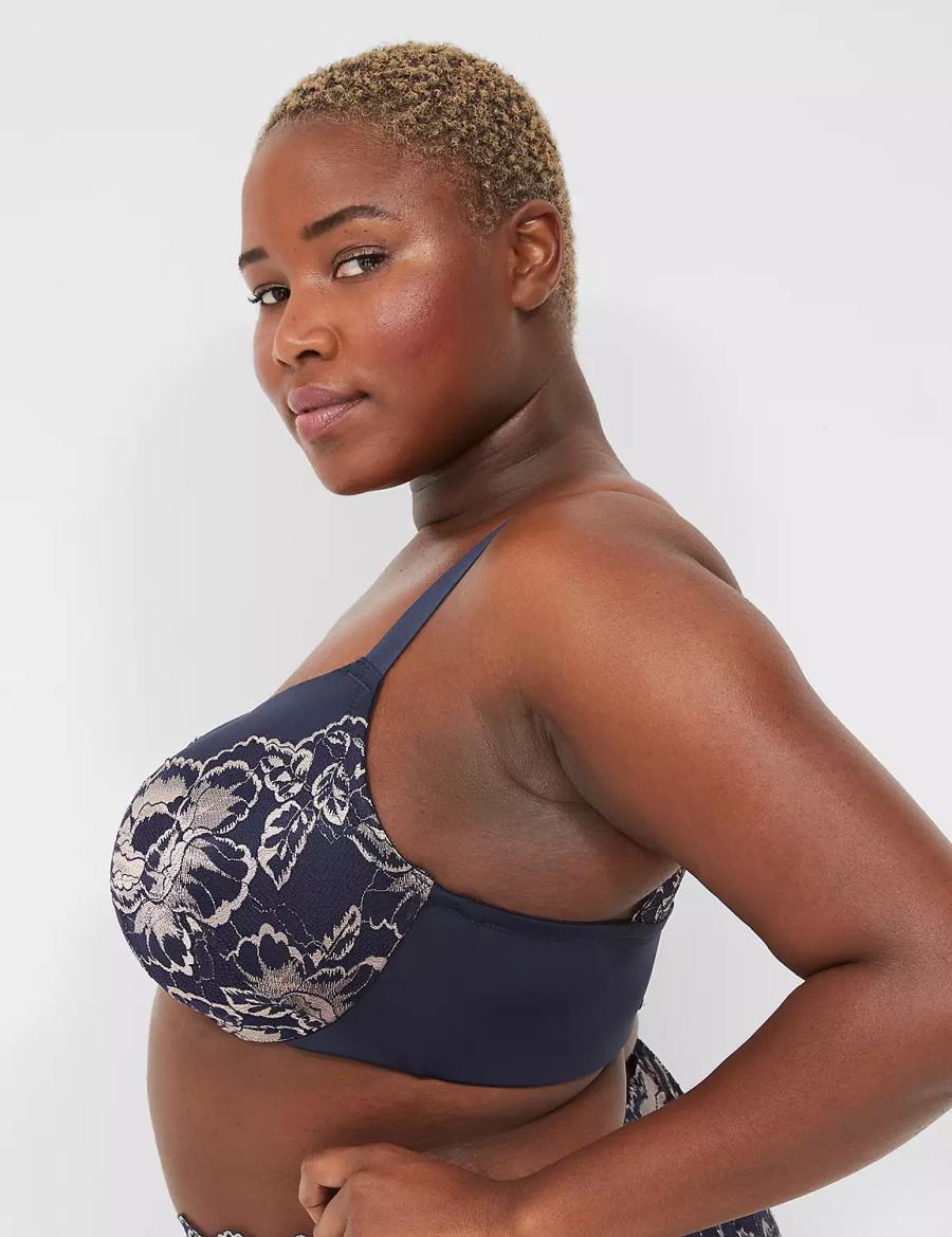 Women Lane Bryant Smooth Lightly Lined Full Coverage With Lace Bralettes Blue | BKA1615NR