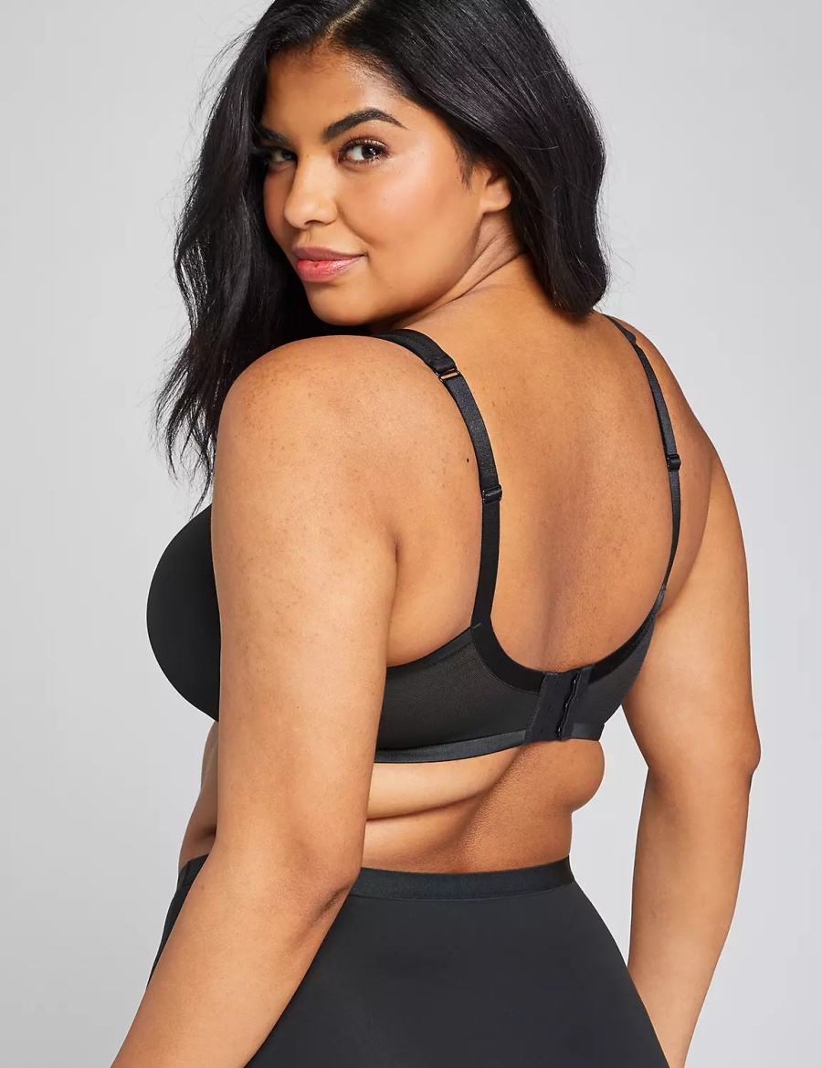 Women Lane Bryant Smooth Lightly Lined Full Coverage Bralettes Black | ATG6236RJ