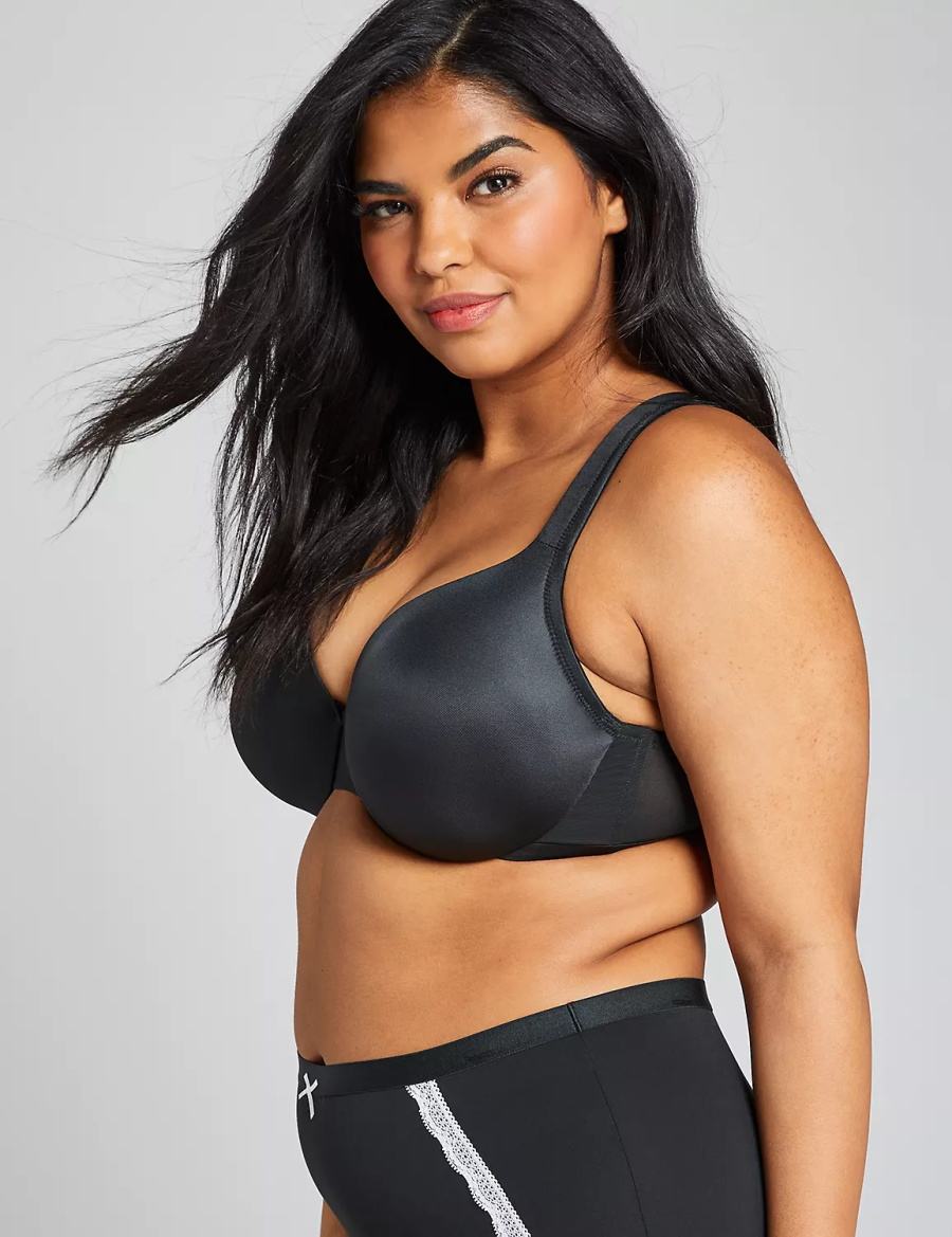 Women Lane Bryant Smooth Lightly Lined Full Coverage Bralettes Black | ATG6236RJ