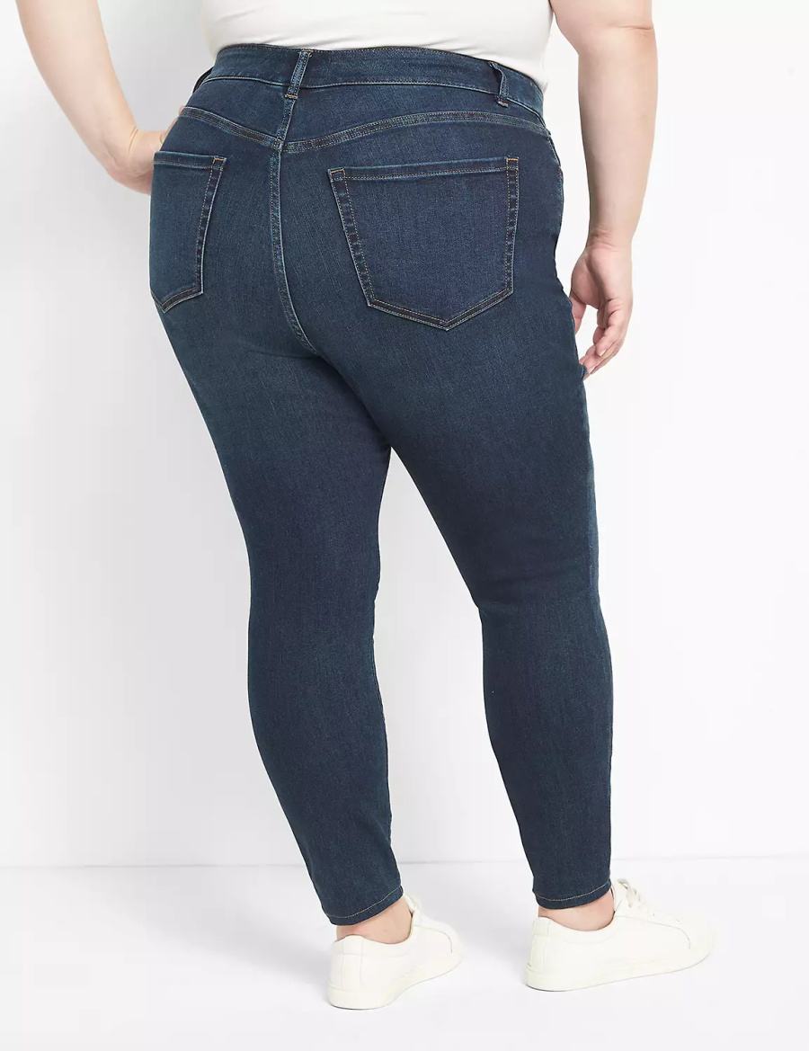 Women Lane Bryant Straight Fit High-Rise Skinny Jeans Dark Blue | MPO6192BA