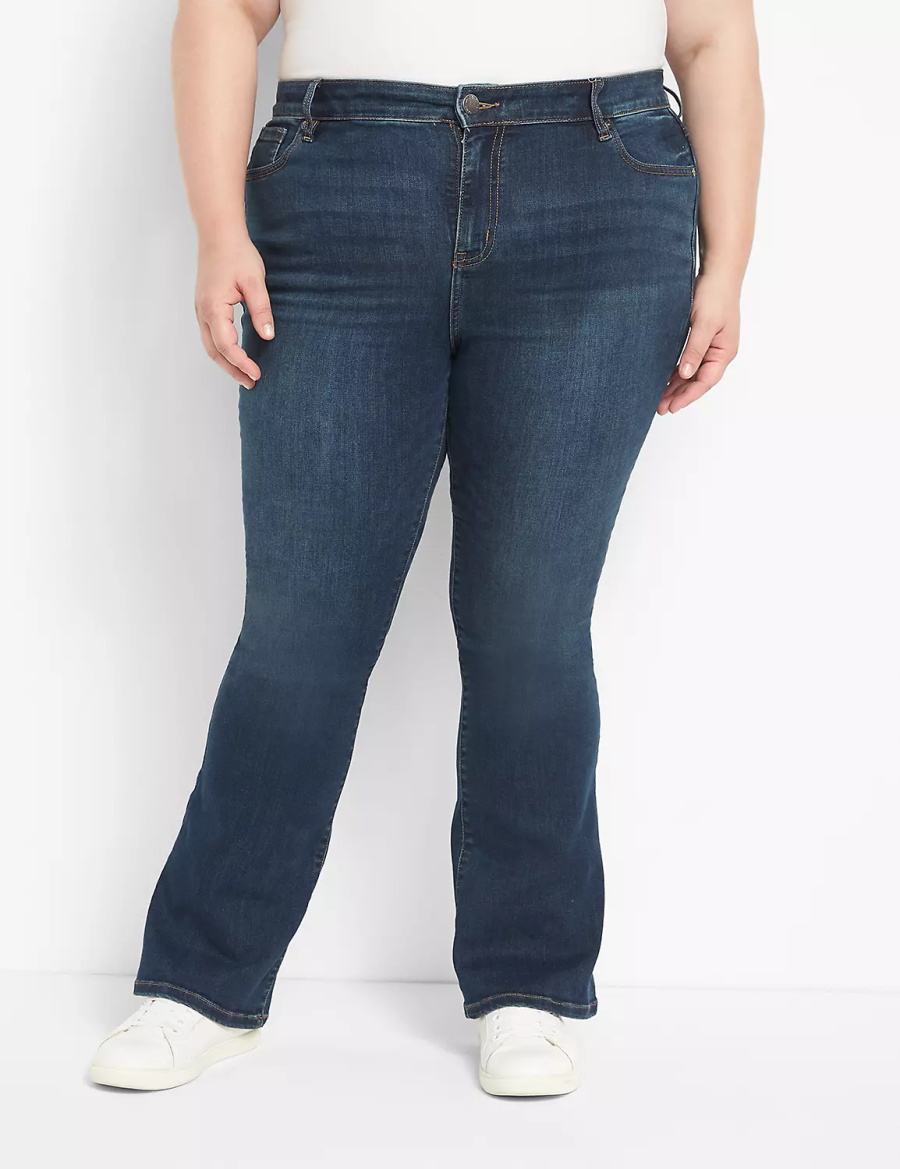 Women Lane Bryant Straight Fit High-Rise Boot Jeans Dark Blue | XPZ7519NP